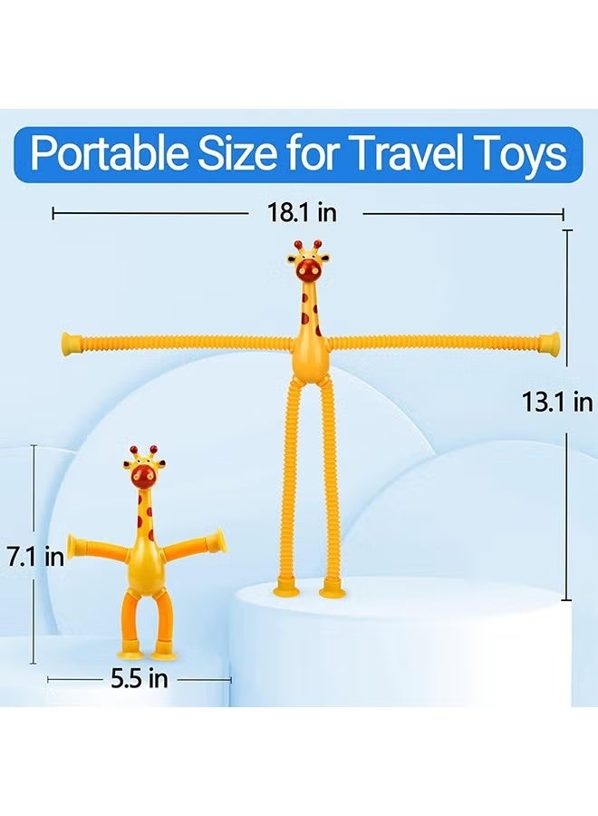 4Pcs Telescopic Suction Cup Giraffe Toy - Sensory Tube Toddler Travel Toys, Connect & Pop Fidget for Kids, Autism Sensory Toys, Encourages Imaginative Play & Creative Thinking - Image 3
